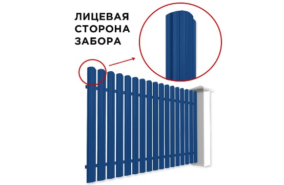 Полукруглый штакетник металлический односторонний